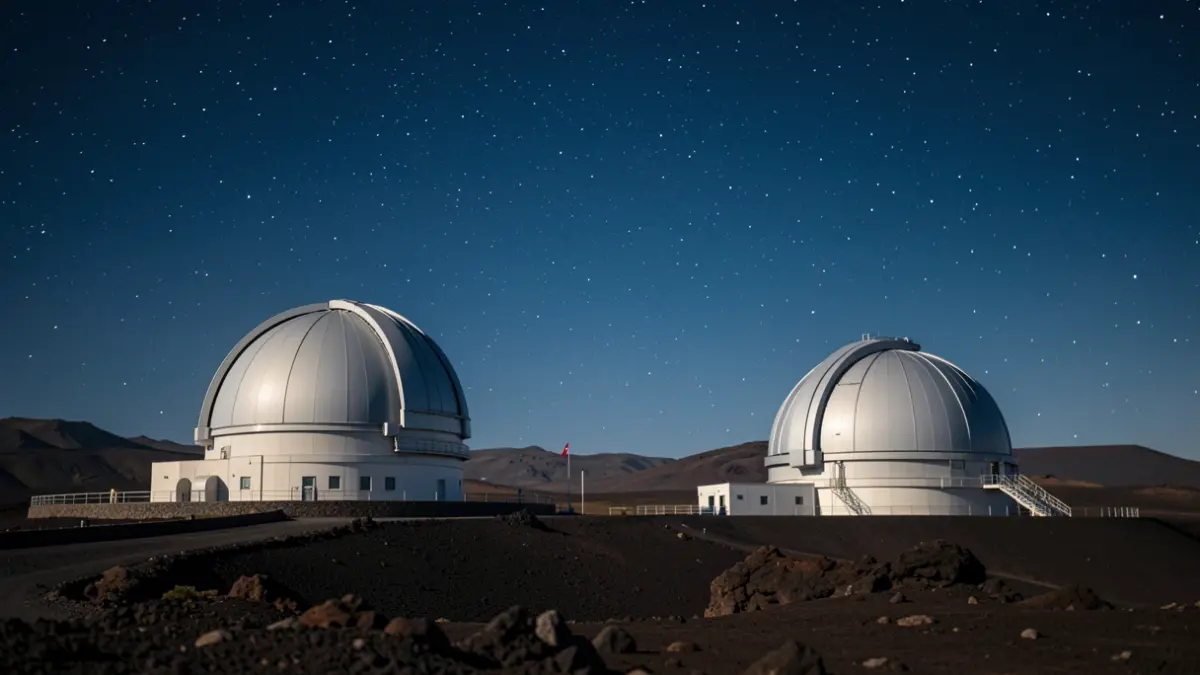 Image of the Teide Observatory under a starry sky.