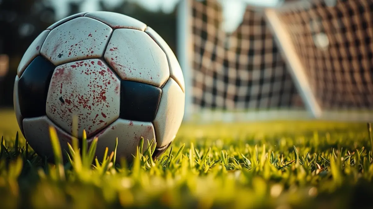 Generic image of a soccer ball on a field.