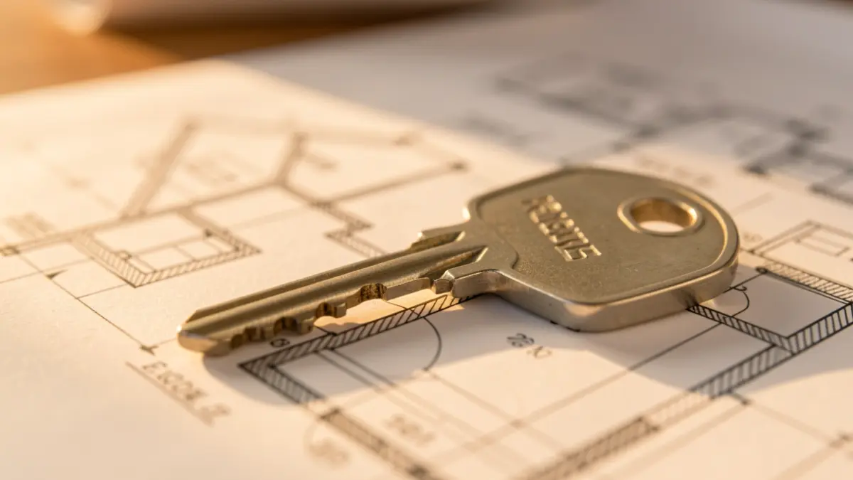 Imagen genérica de una llave sobre planos de vivienda representando el mercado inmobiliario.