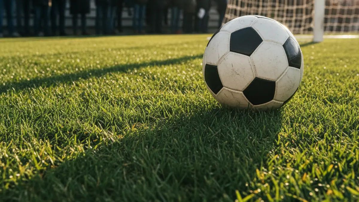 Generic image of a soccer ball on a field.