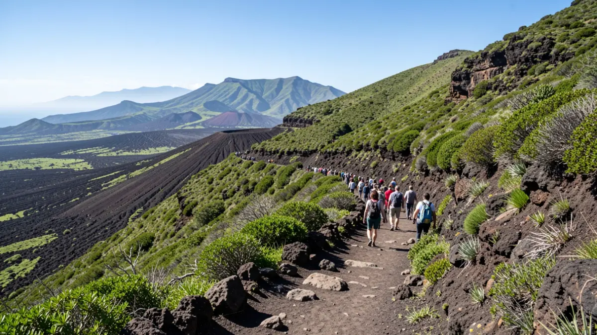 Imagen genérica de un sendero natural en un paisaje volcánico de las Islas Canarias.