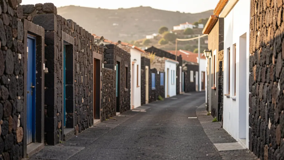 Generic image of a street in a Canarian village with traditional architecture.