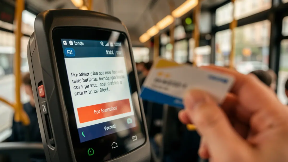 Image of a bus ticket validator in Gran Canaria showing an error.