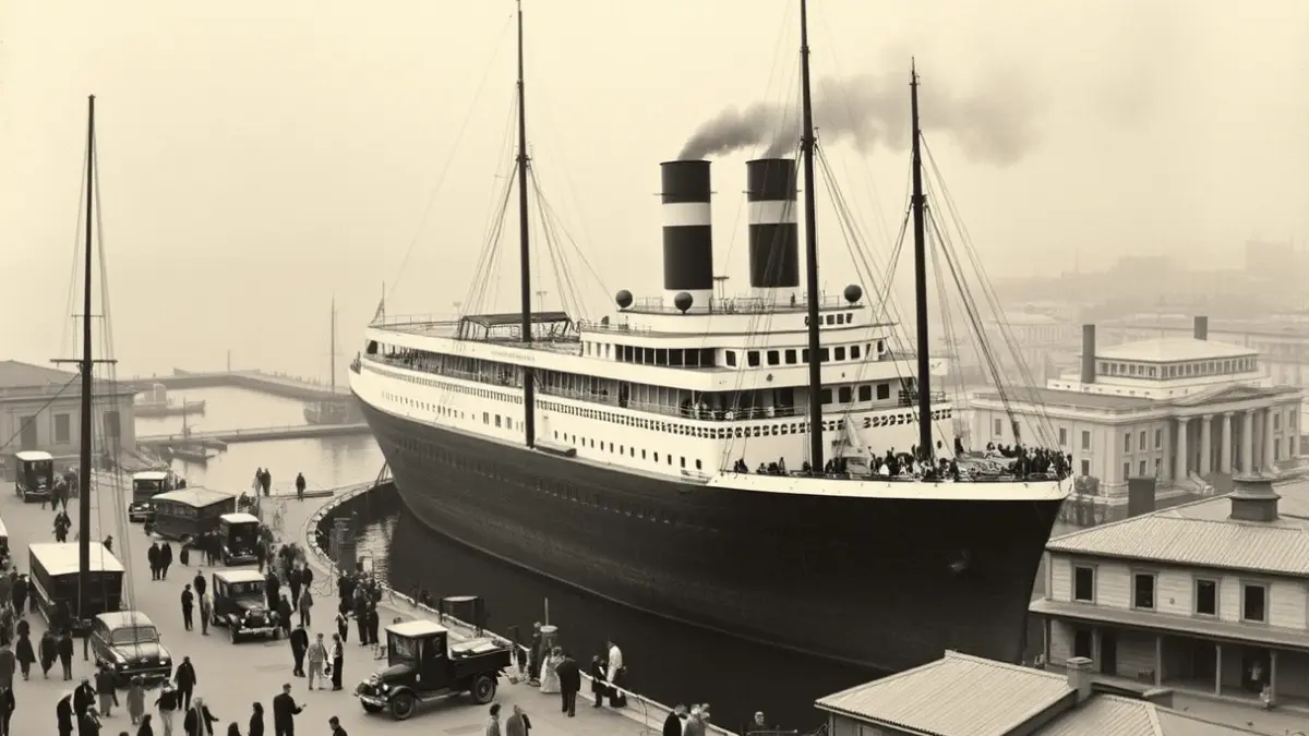 Imagen de un antiguo vapor, el Infanta Isabel, en el puerto de Las Palmas de Gran Canaria.