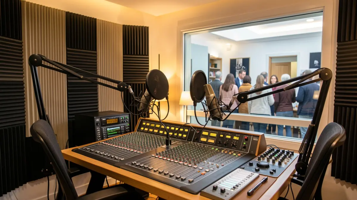 Generic image of a podcast recording studio in the Canary Islands.