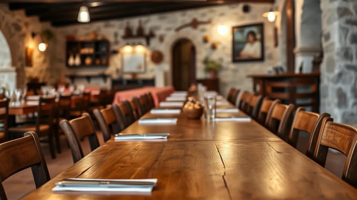 Imagen genérica de una mesa de restaurante preparada para una reunión en un entorno tradicional canario.