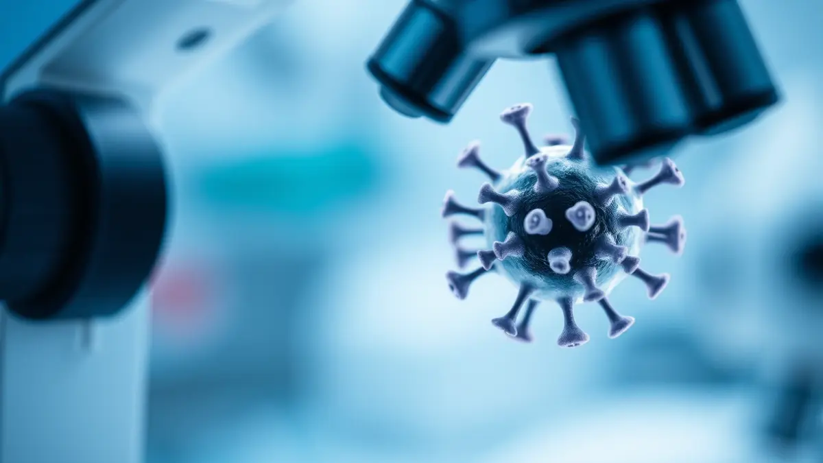 Generic image of a virus under a microscope, representing scientific research.