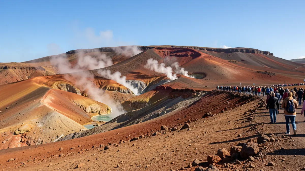 Imagen genérica de un paisaje volcánico con vapor geotérmico en La Palma.