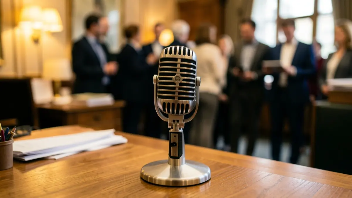 Generic image of an old radio microphone on a desk.