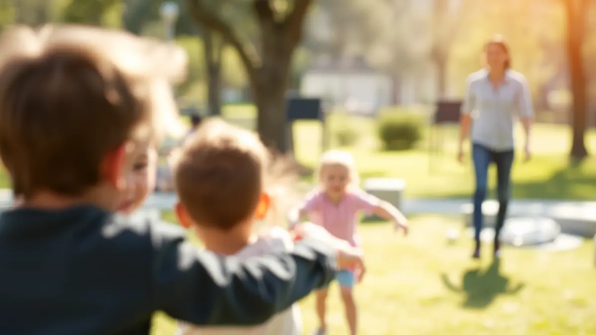 Generic image of children playing in a park, with an adult supervising, symbolizing inclusion.
