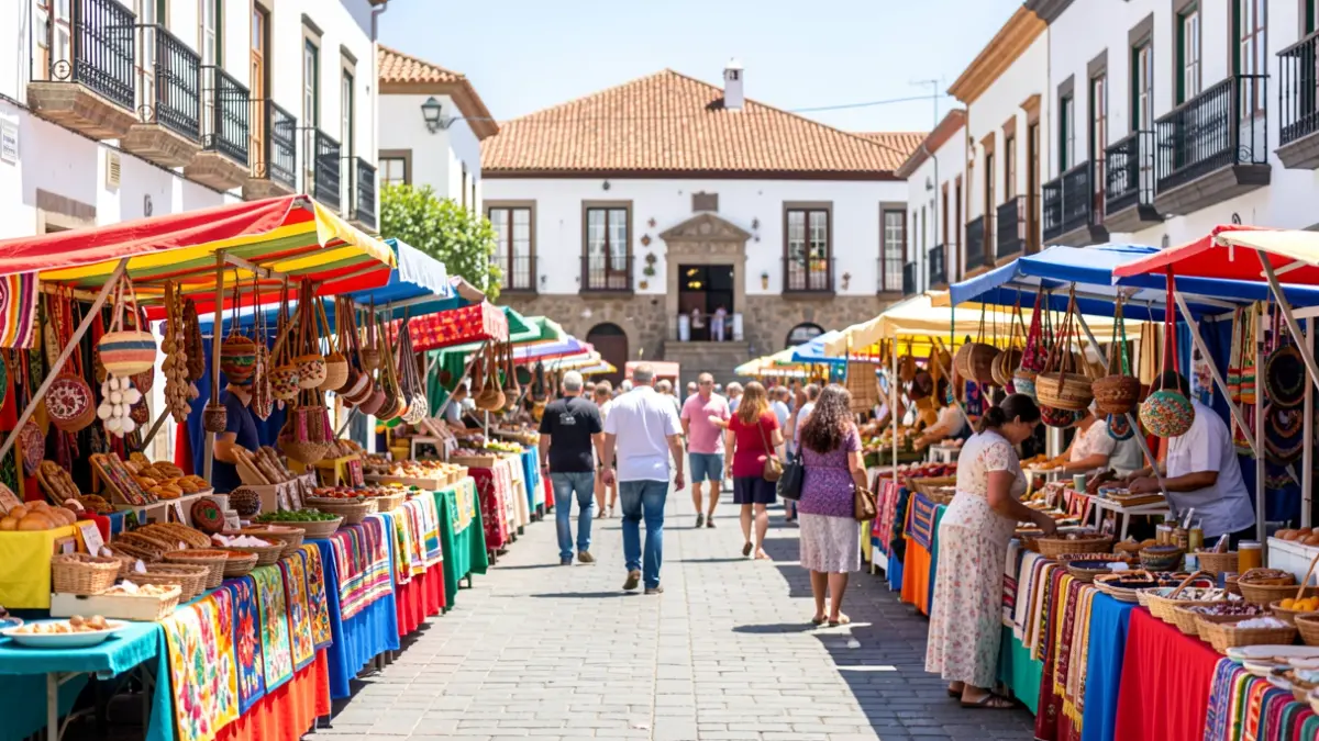 Imagen genérica de una feria comercial y cultural en una plaza de Canarias.