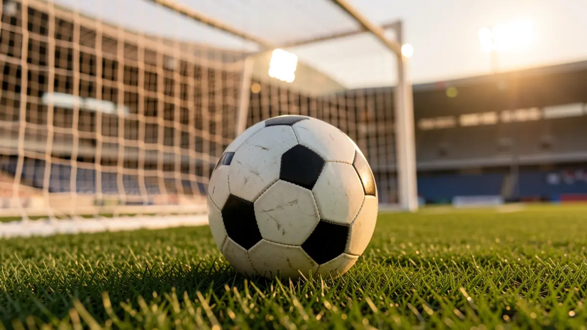 Generic image of a soccer ball on a stadium field.
