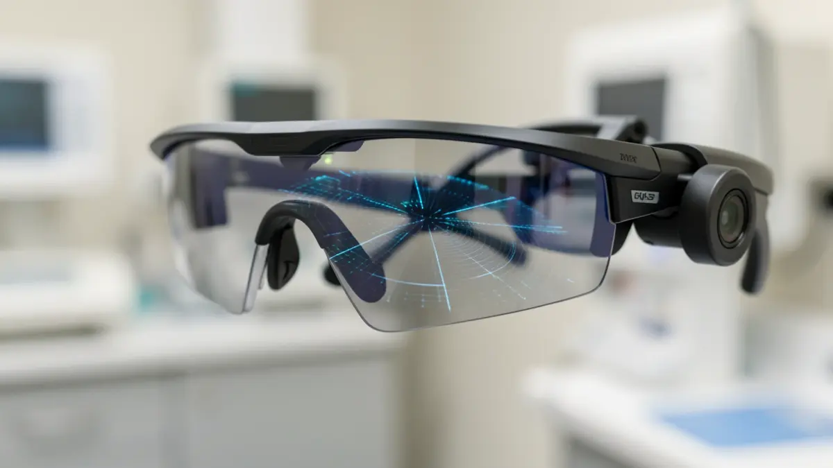 Generic image of mixed reality glasses with technological details.