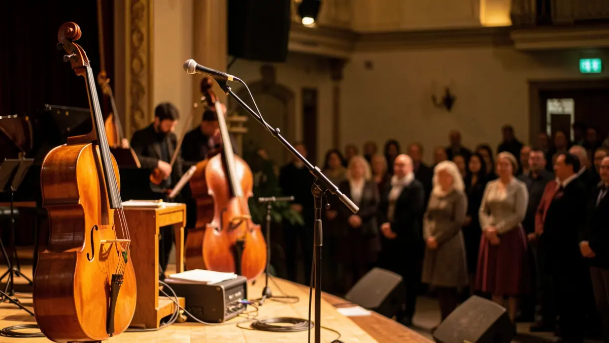 Stage set for a traditional Canarian music performance.