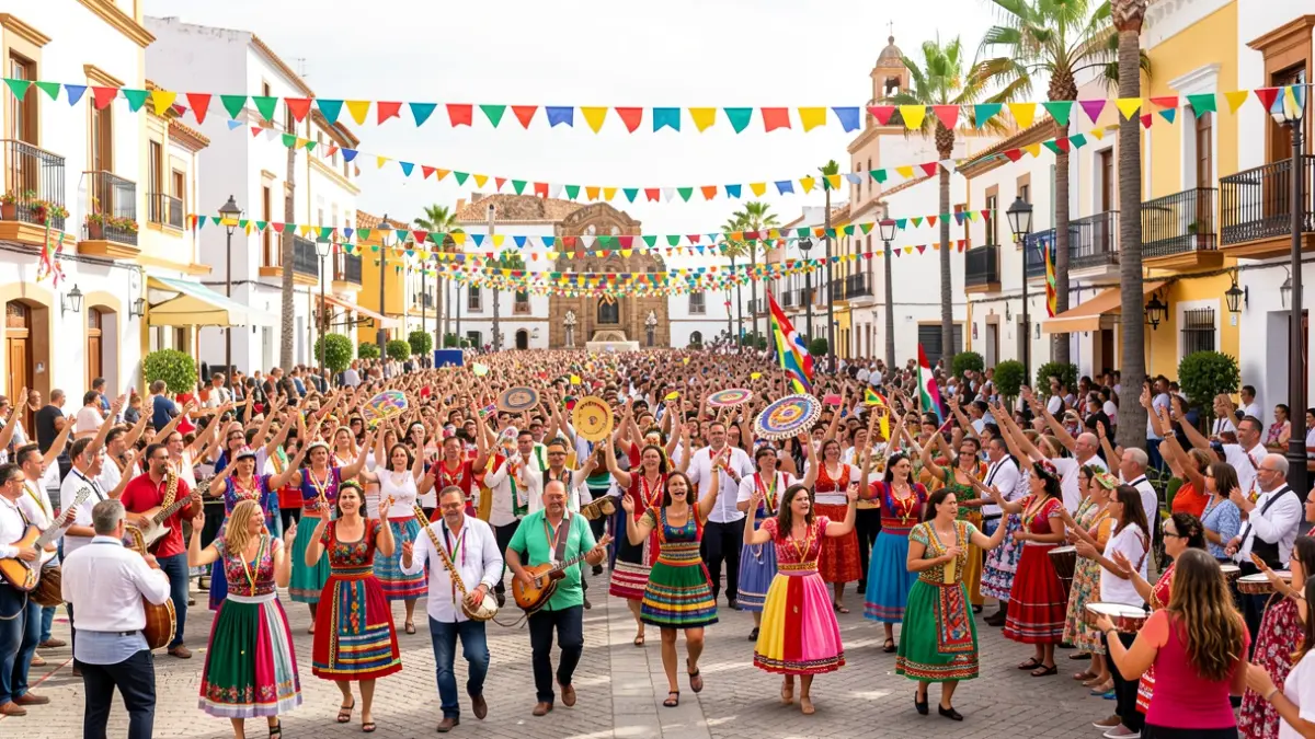 Imagen genérica de una fiesta popular canaria en la Plaza de Santiago de Gáldar.