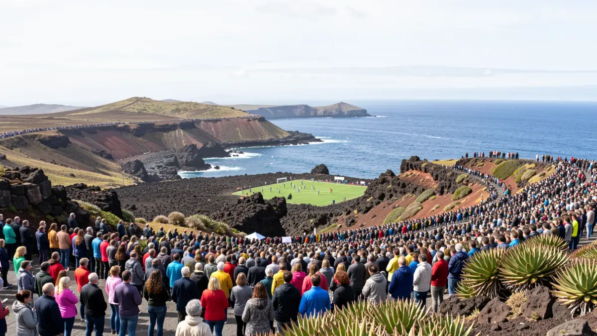 Imagen genérica de una competición deportiva en Canarias con paisaje volcánico y mar.
