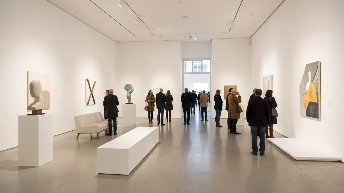 Imagen genérica de una galería de arte contemporáneo con obras expuestas.