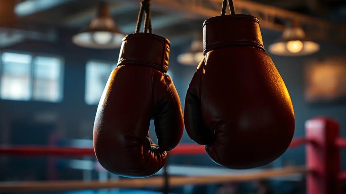 Imagen genérica de guantes de boxeo en un gimnasio.