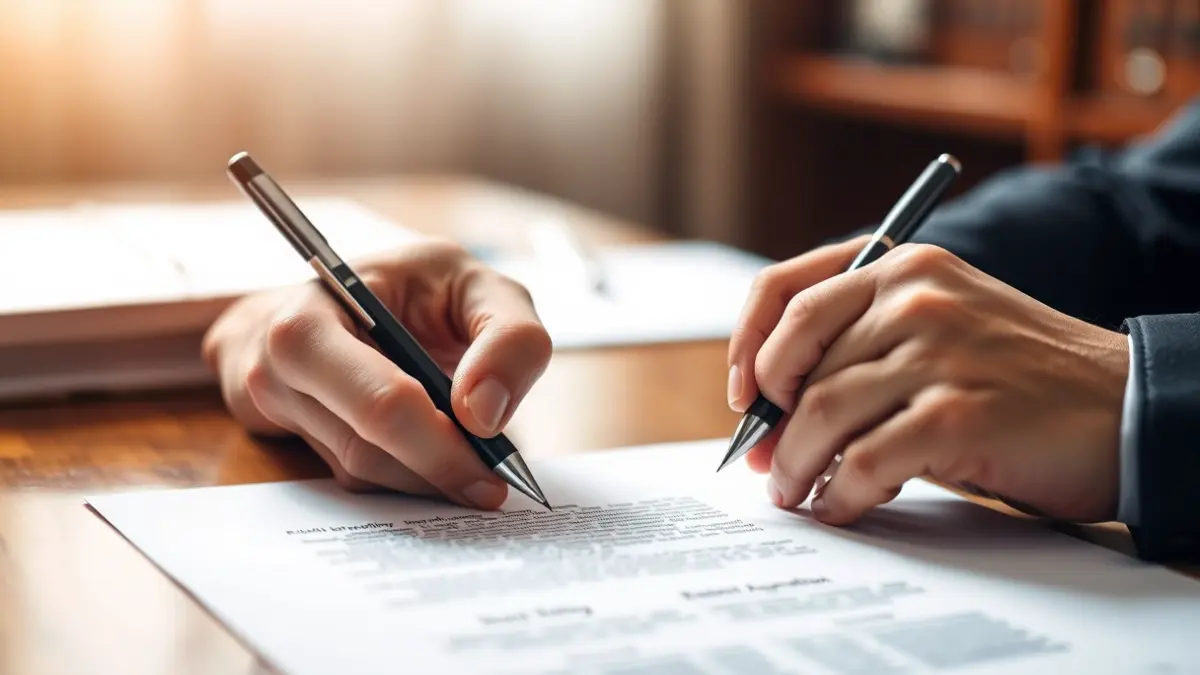 Generic image of a hand signing a document, symbolizing political decisions.