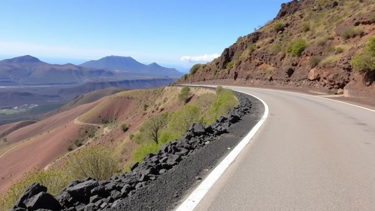 Carretera reparada en Gran Canaria tras los daños de la borrasca Therese.