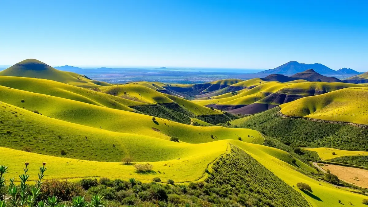 Paisaje verde de Gran Canaria bajo el sol de primavera.