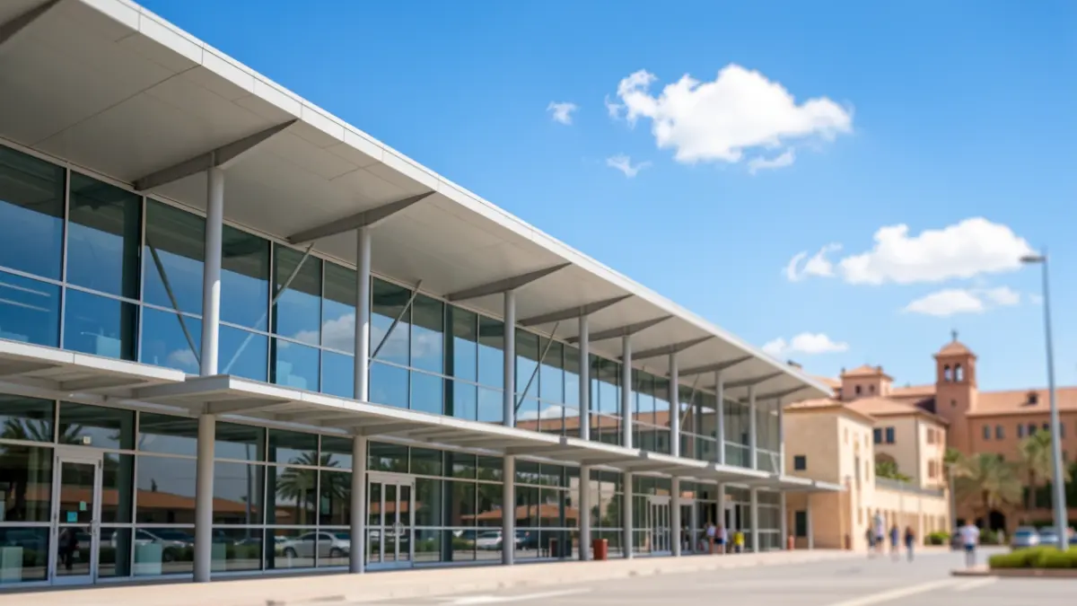 Generic image of a modern airport on a sunny day.