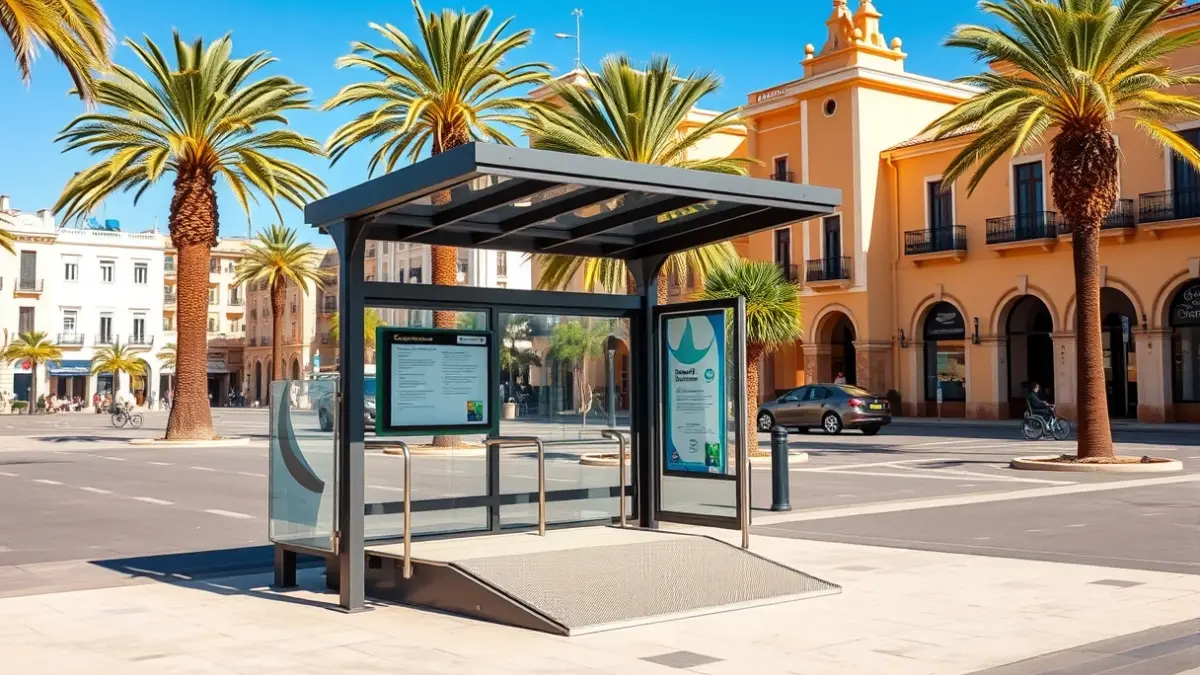 Imagen genérica de una parada de autobús accesible para personas con movilidad reducida en un entorno urbano canario.