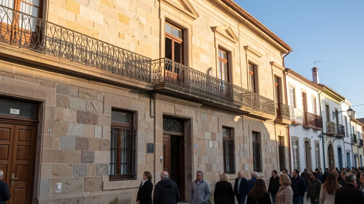 Fachada del Ayuntamiento de Haría en una tarde soleada.