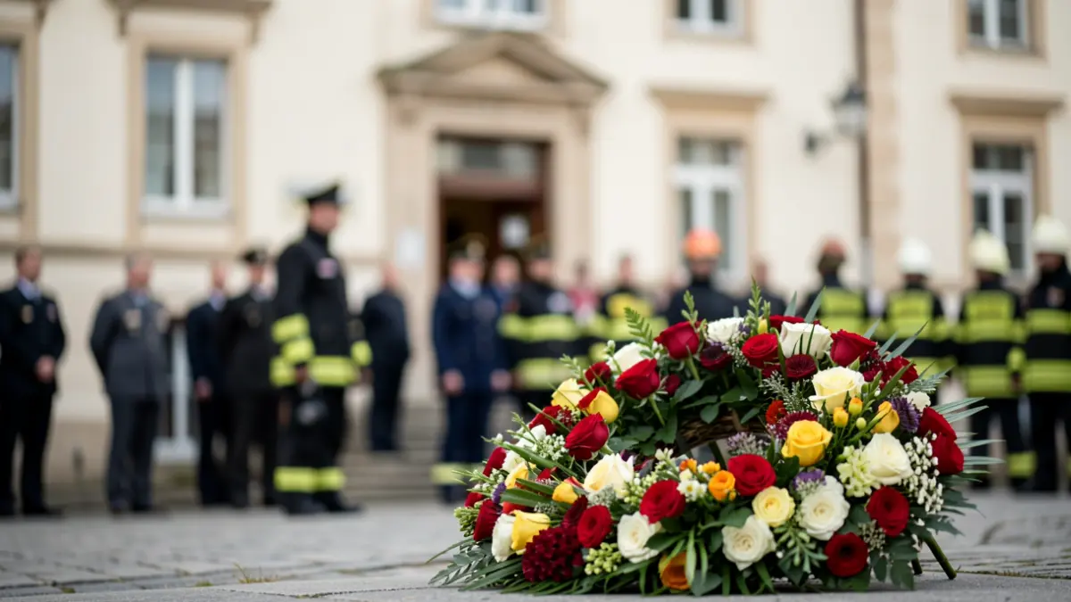 Imagen genérica de un homenaje floral a bomberos fallecidos.