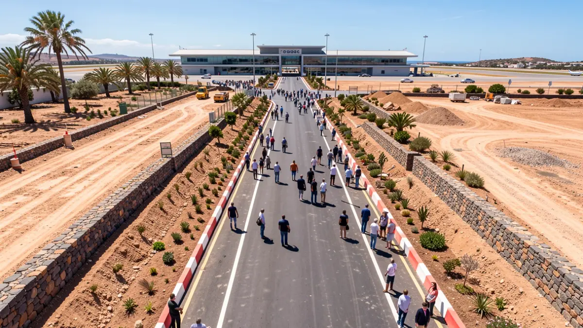 Imagen genérica de obras de mejora en el acceso a un aeropuerto.
