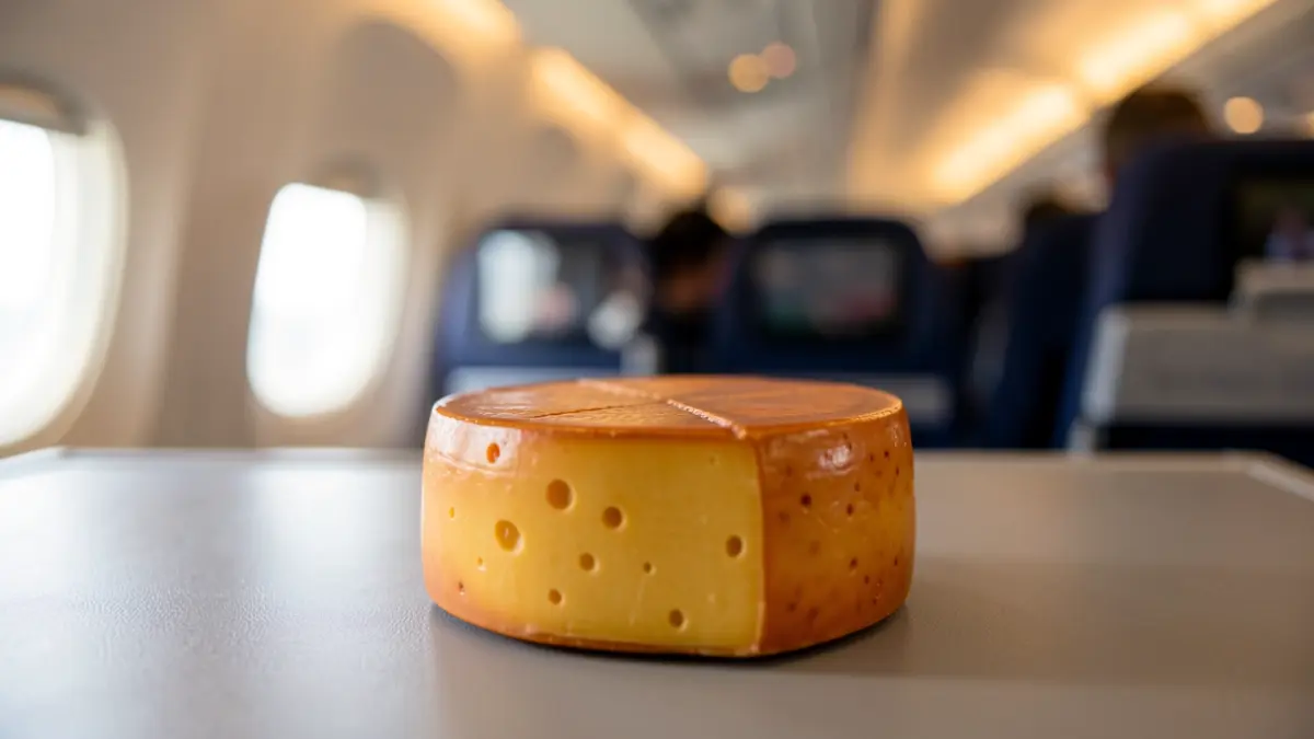 Imagen genérica de un souvenir gastronómico canario a bordo de un avión.