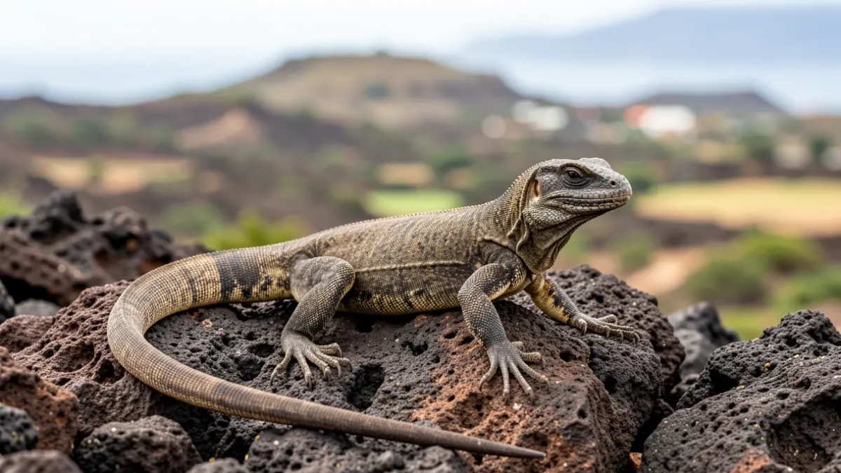 Lagarto gigante de El Hierro en su hábitat natural.