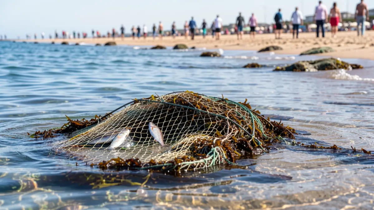 Generic image of an illegal fishing net submerged at Las Teresitas beach.