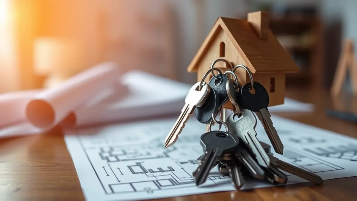 Generic image of a bunch of keys on a table, symbolizing housing delivery.