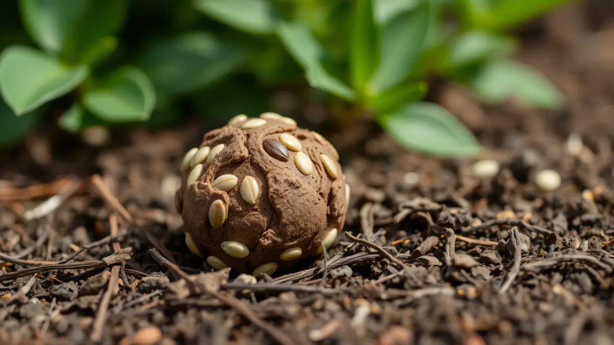Image of a 'seed bomb' containing California poppy, an invasive exotic species.