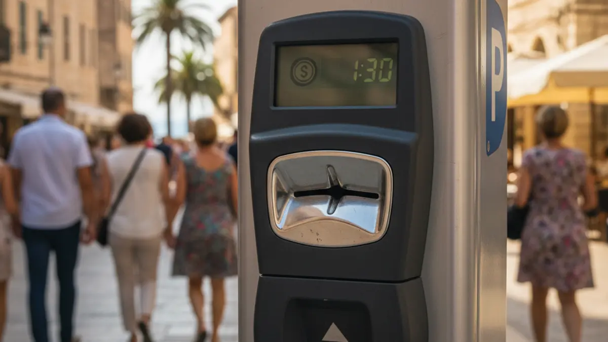 Generic image of a parking meter in a Mediterranean city.