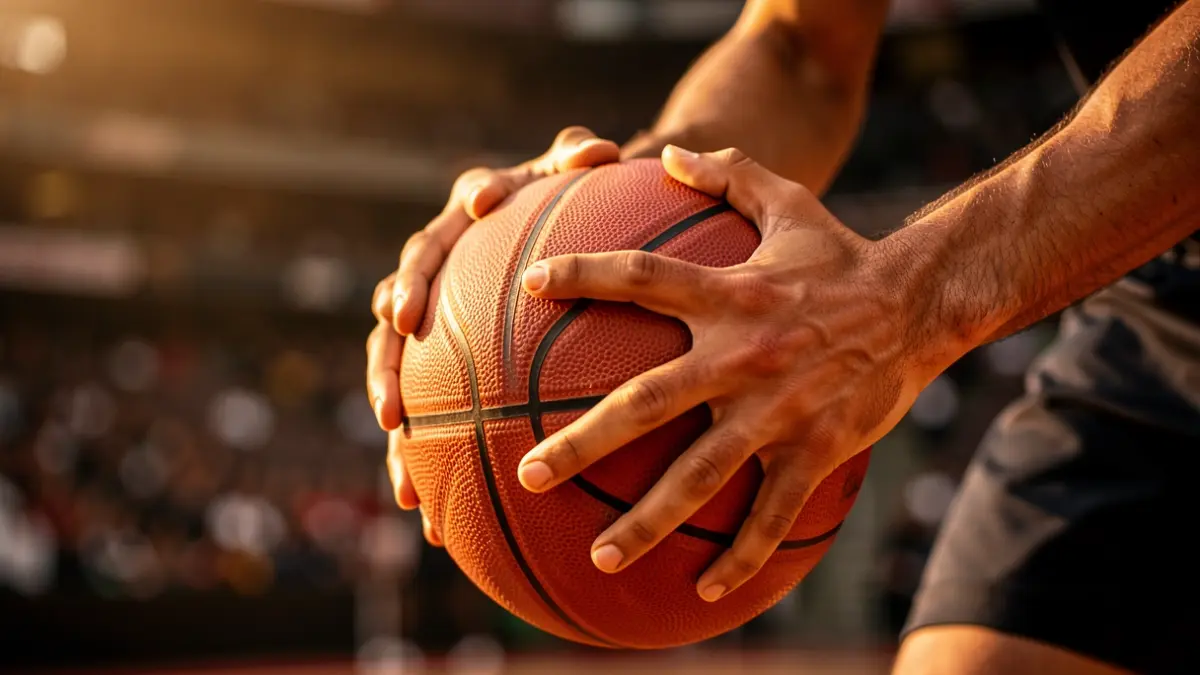 Generic image of a basketball player holding the ball.