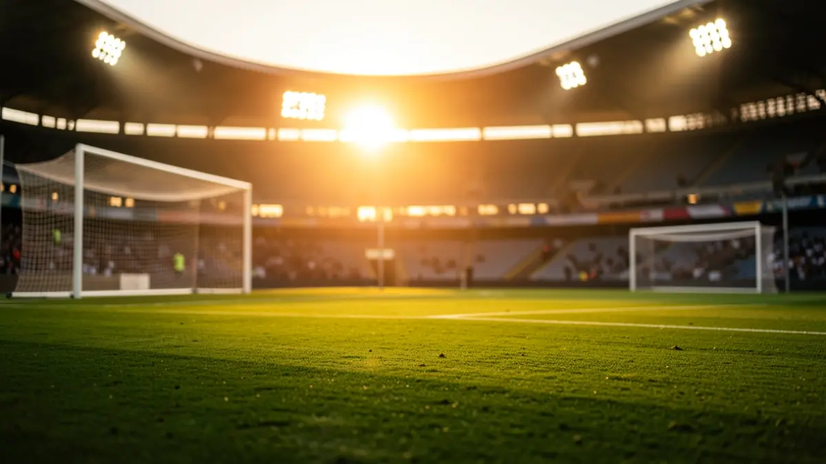Generic image of a football pitch at sunset.