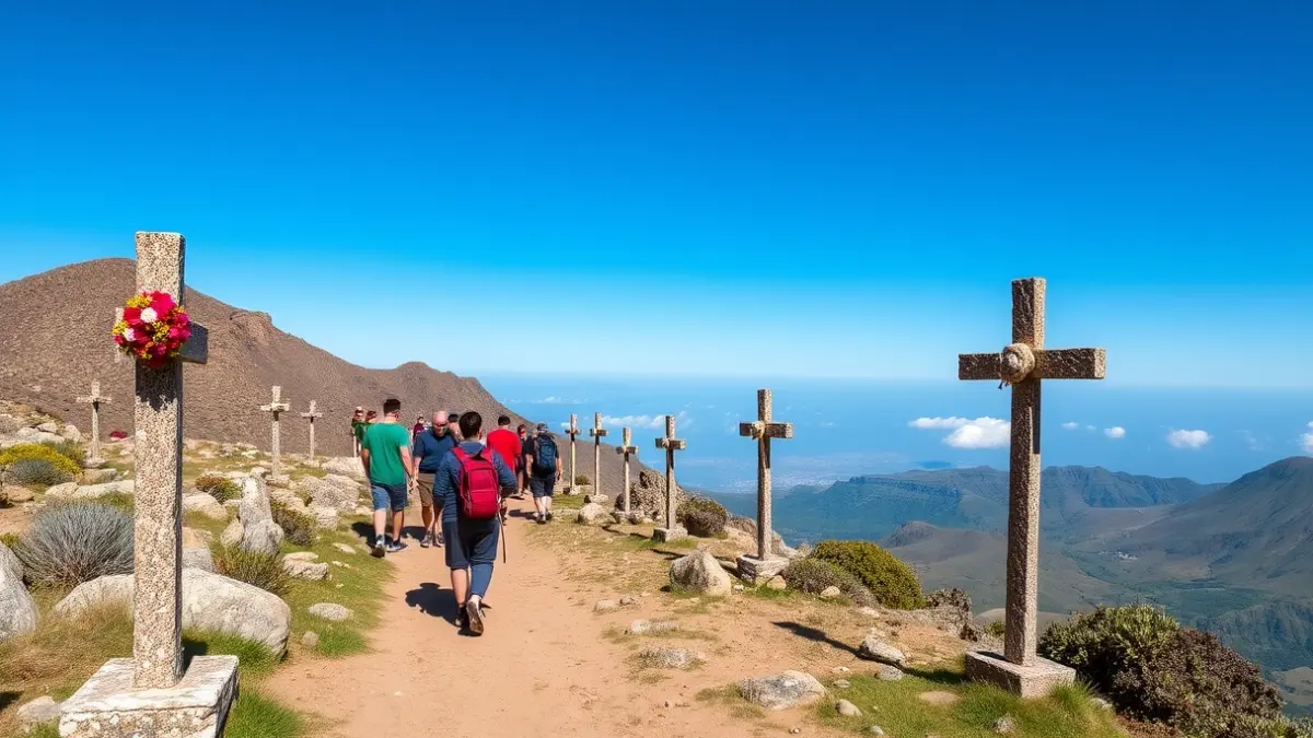 Participants in the walk to Cruz de Grimón in Gáldar, Gran Canaria.
