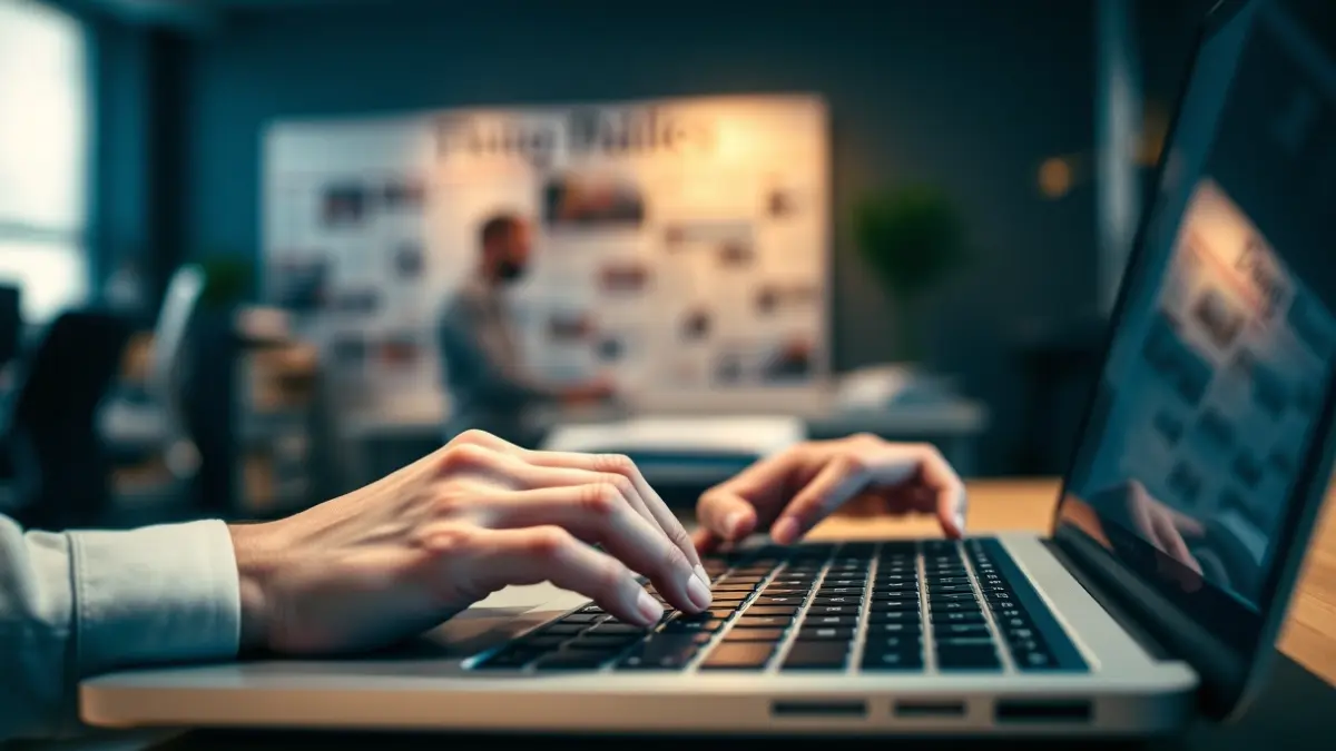 Generic image of a journalist working on a laptop.