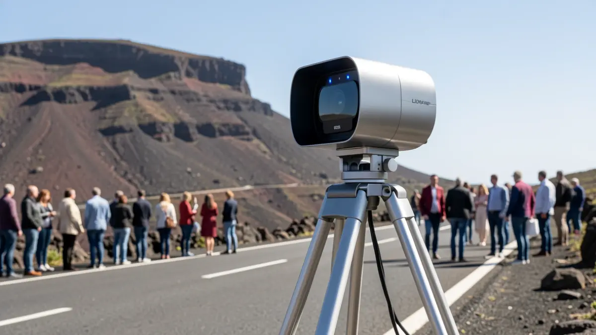 Imagen de un nuevo radar láser tridimensional de la DGT instalado en una carretera de Canarias.