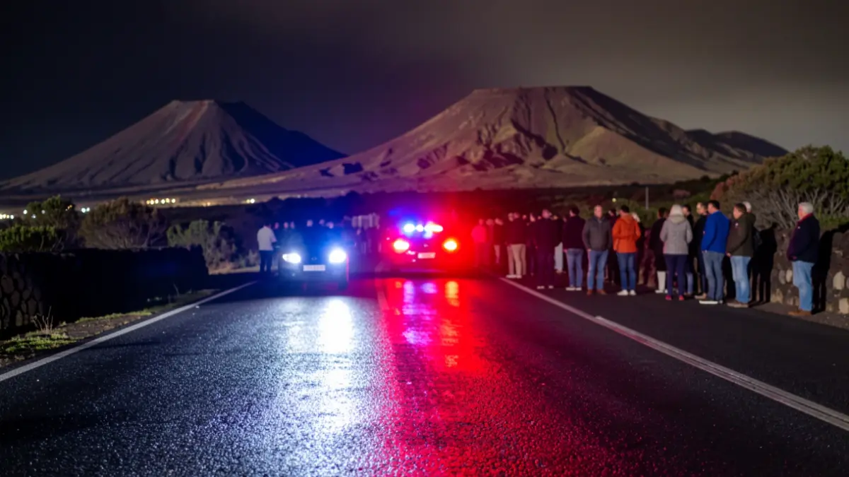 Generic image of police emergency lights reflecting on wet asphalt at night.
