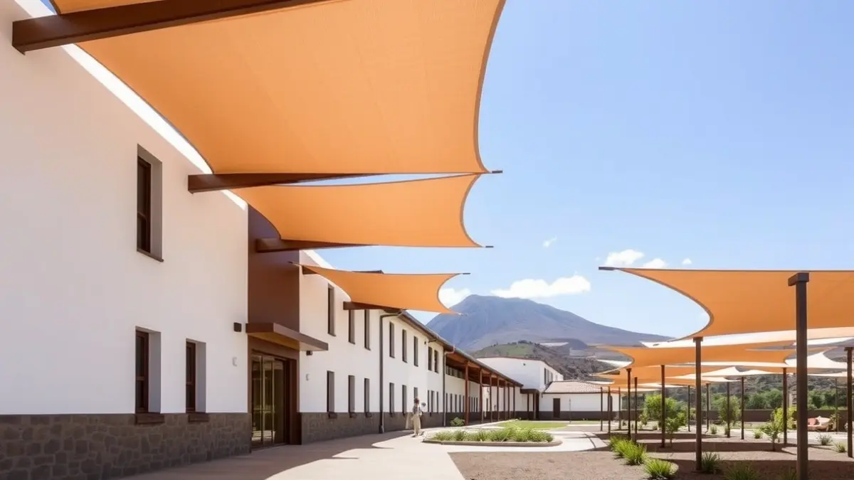 Image of an educational center in La Gomera with new shade areas.