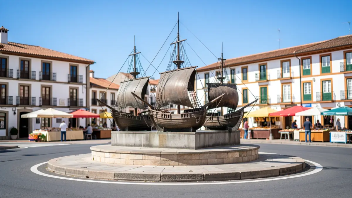 Commemorative sculpture of Christopher Columbus's ships in La Gomera.