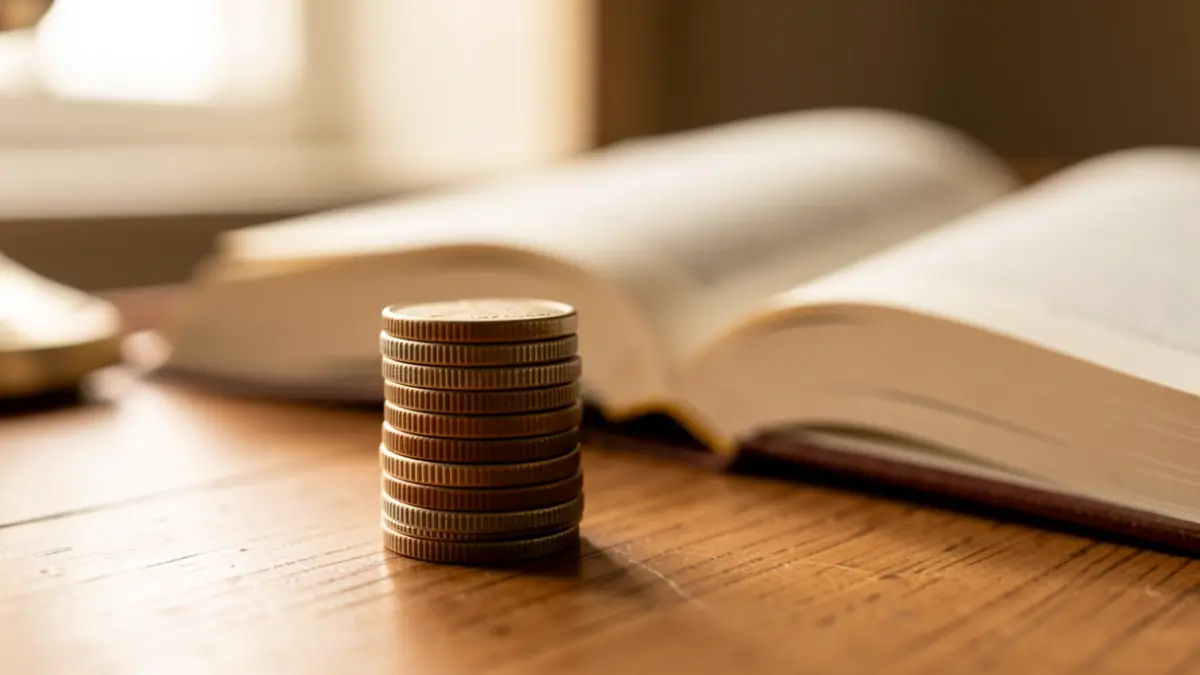 Generic image of books and coins representing investment in education.