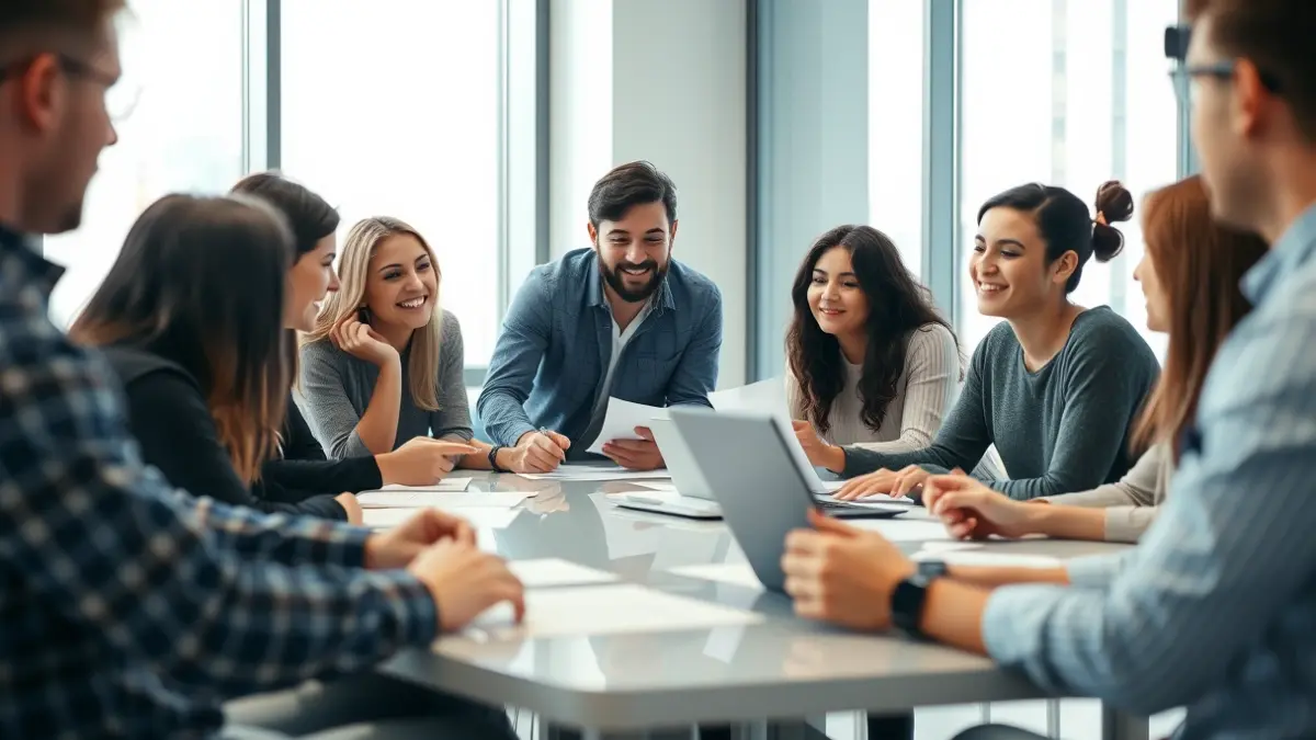 Generic image of a group of young people participating in a meeting or debate.