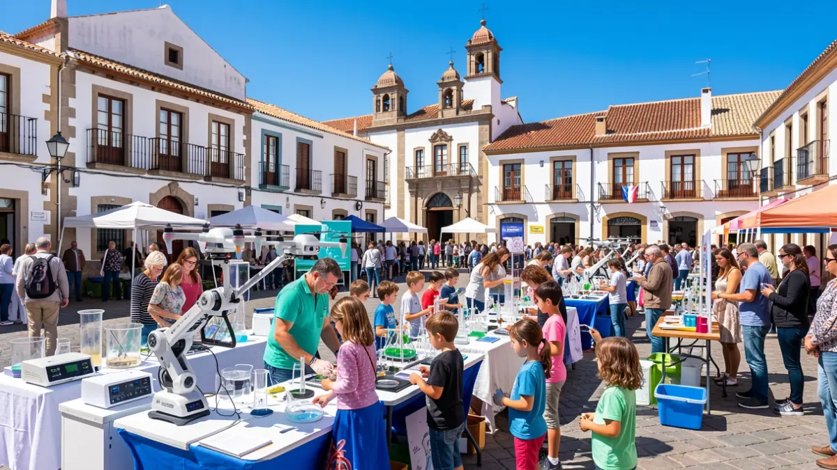 Imagen genérica de una feria de ciencia y tecnología en Canarias con escolares y público general.