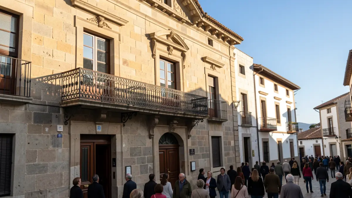 Facade of the La Oliva Town Hall with traditional Canarian architecture.