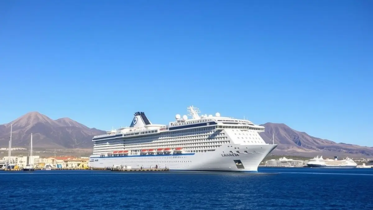 Imagen de un crucero atracado en un puerto de las Islas Canarias.