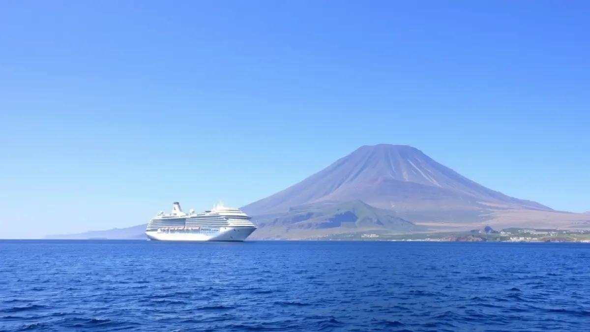 Imagen de un crucero anclado frente a la costa de Tenerife.